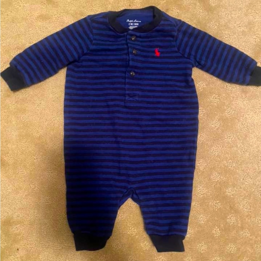 0-3 month striped Ralph Lauren outfit